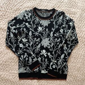 Scotch and Soda Floral Black and White Sweater